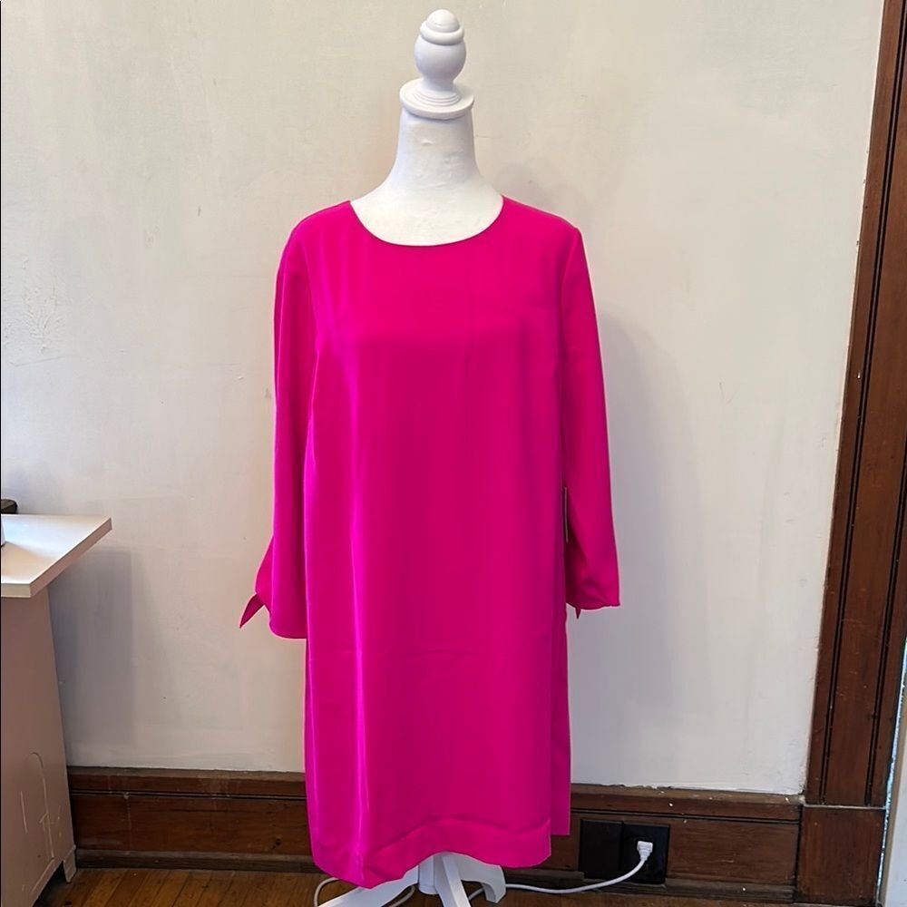 CeCe hot pink long sleeve straight dress Size 14 New